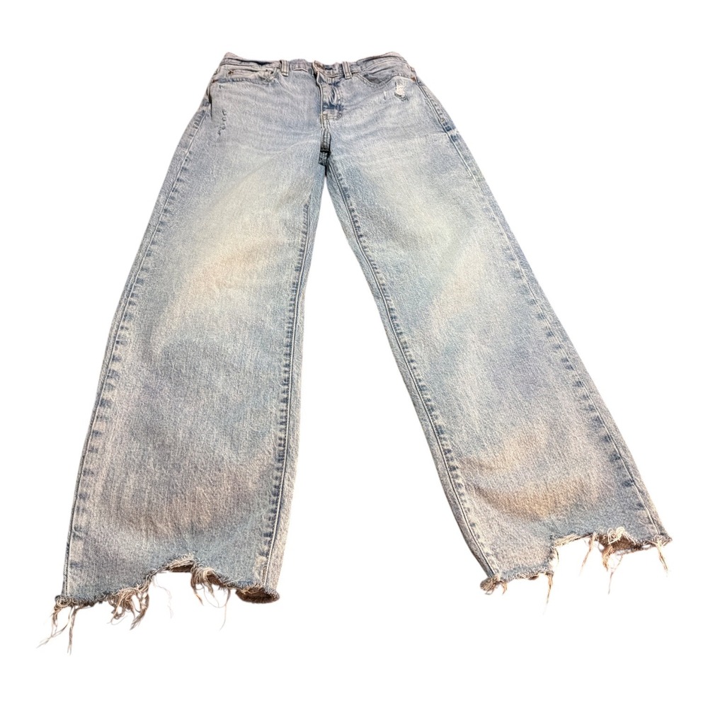Wide leg flare grunge y2k high waist distressed denim jean bite raw hem Daze 26